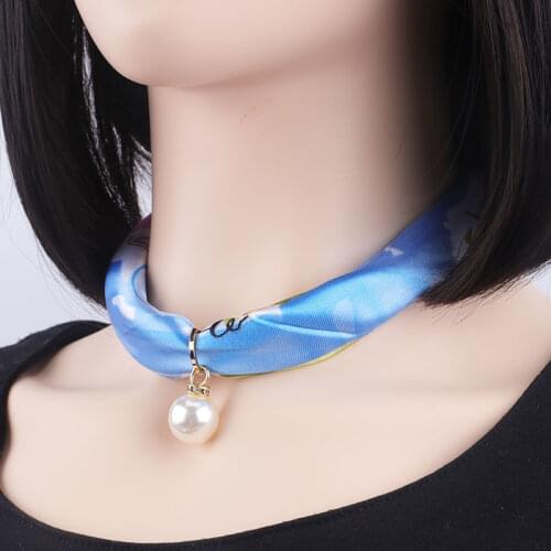 Luxury Brand Acrylic Pendant Necklace Silk Scarf Bohemia Women Jewelry Style Pearl Hijab Female Accessories Gift