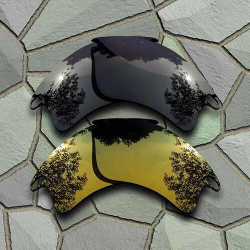 Grey Black&Yellow Golden Sunglasses Polarized Replacement Lenses for Oakley Fast Jacket XL