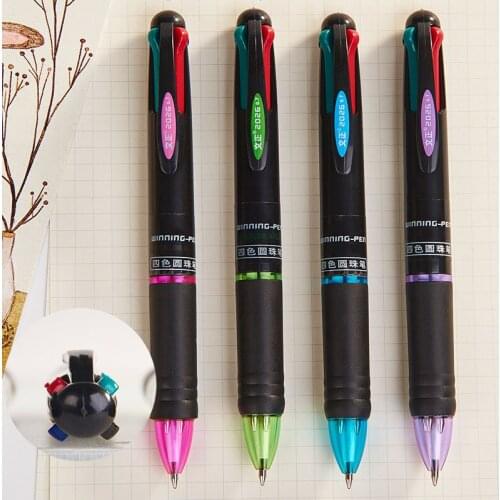 1PC 4 Colors In 1 Ballpoint Pens Simple Stationery Pens Kawaii Multicolor Ball Pens For Kids Gift School Office Supplies