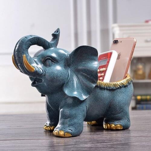 21.5cm Resin Elephant Storage Figurines Crafts European Ornaments Living Room TV Cabinet Porch Decorations Furnishings