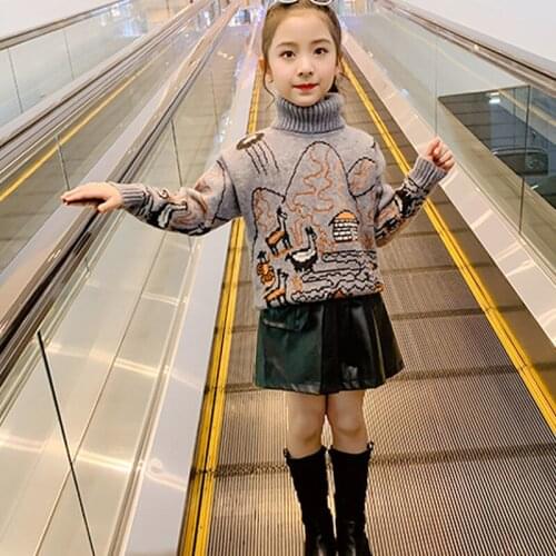 Girls Sweater Kids Babys Coat Outwear 2021 Printed Thicken Warm Winter Autumn Knitting Tops Pure Cotton Childrens Clothing