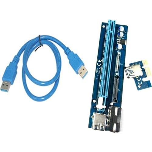 PE503 PCI-E 1X to 16X Extension Cable Dual Power Supply Interface 4PIN+SATA Adapter Card for BTC Miner
