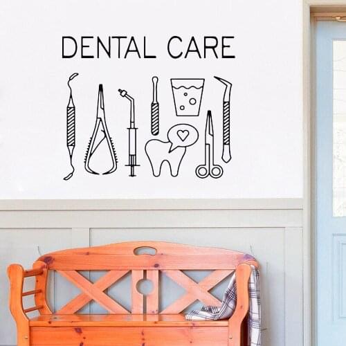 Dental Care Logo Wall Decal Modern Dentist Smile Tools Waterproof Vinyl Wall Window Stickers Home Decoration Teeth Center Y780