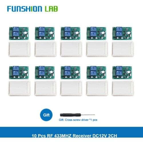 FUNSHION 433Mhz DC12V Universal Wireless Remote Switch Switch 2CH RF Relay Receiver Smart Home Automation Module For Garage Gate