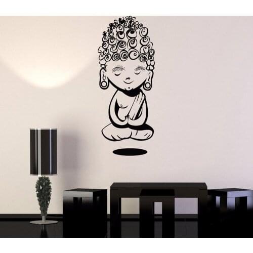 Child Buddha Wall Stickers For Yoga Meditation Buddhism Vinyl Wall Decals Living Room Home Decor vinilos paredes Paper ZB285