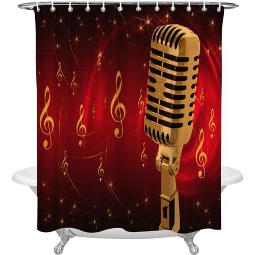 Waterproof Shower Curtains Microphone Music Notes Shower Curtain Frabic Polyester Bathroom decor Curtain