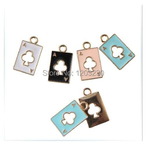 Diy jewelry finding 50pcs/lot alloy drop oil Hollow plum blossom core decoration square cartoon poker shape pendant charms