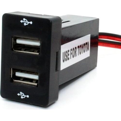 Toyot a Car 12V 24V to 5V 3.1A Dual USB Ports Dashboard Mount Charger Blue Light (2.1/1.2A