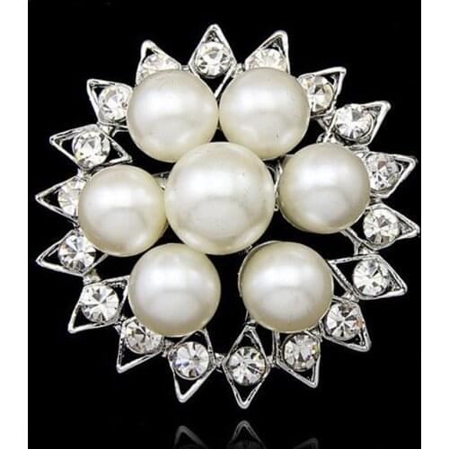 Factory Cheap Price Wholesale 12PCS/LOT Vintage Style Rhinestone And Faux Pearl Flower Brooch Pins