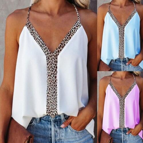 2021 Women Tank Tops Sexy Deep V-Neck Sleeveless Casual Female Camisole Streetwear Summer Leopard Print Ladies Sling Top Vest