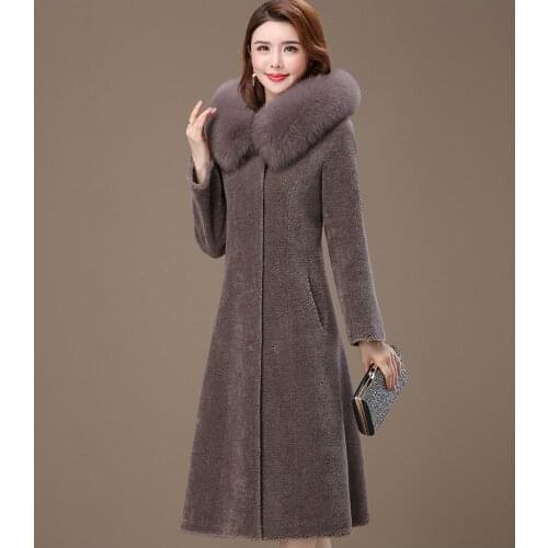 Real Wool Fur Jacket Fox Fur Collar Hooded Fur Coat Women Korean Simple Jackets for Women 2020 Soft Coat Female Casaco Zjt667