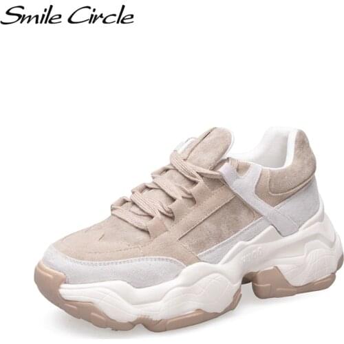 Smile Circle Women Sneakers Breathable Shoes 2019 spring new Flat Platform shoes girl Thick bottom Outdoor Ladies shoes