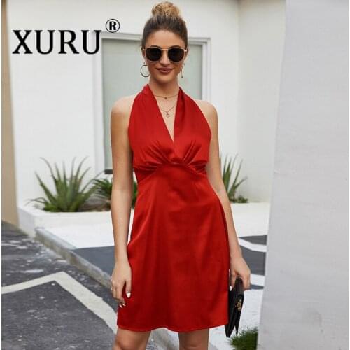 XURU European and American Hot Sale Womens Dress 2020 Spring Dress Female Sexy Open-back Dress