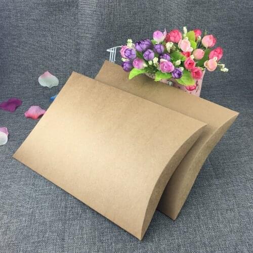 100PCS Bigger Kraft Pillow Boxes Brown A4 Size Gift Box Blank Pillow Packaging Box Paper Storage Boxes Accept custom logo