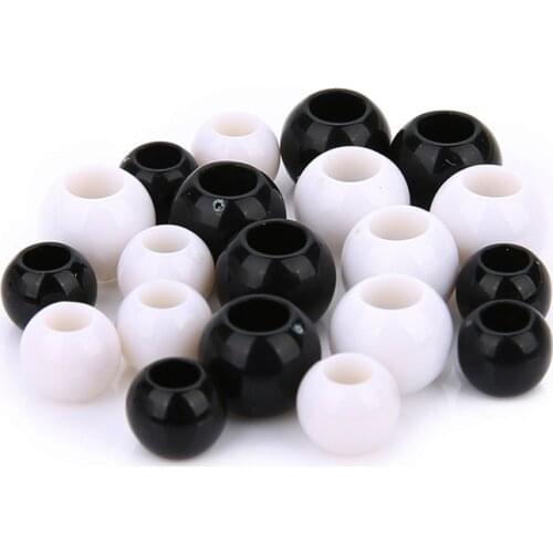 200pcs/lot Acrylic Round Bead White Black Color with 3.6mm Big Hole Spacer Charm Beads for DIY Jewelry Making Material