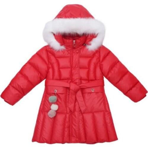 2021 Winter Girls Jacket For Girls Fur Warm Hooded Outerwear Coat Kids Jacket Children Cotton-padded clothes