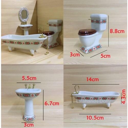 4pcs/set Dollhouse Mini Creative Bathroom Set Model Toys for Dollhouse Bathroom Furniture Decoration Accessories