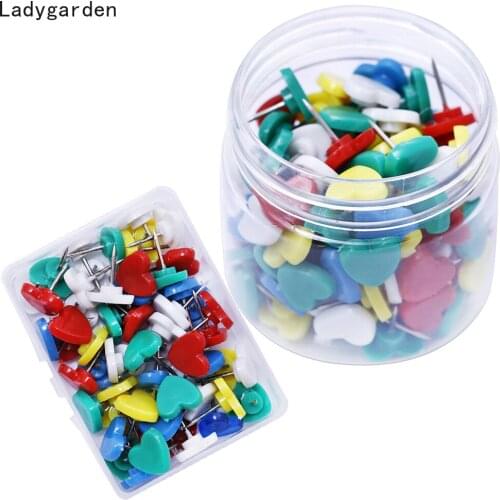 50/100PCS Heart Shape Metal Pin Stainless Steel Needle Safety Colored Push Pins Thumbtack Office School Accessories Supplies
