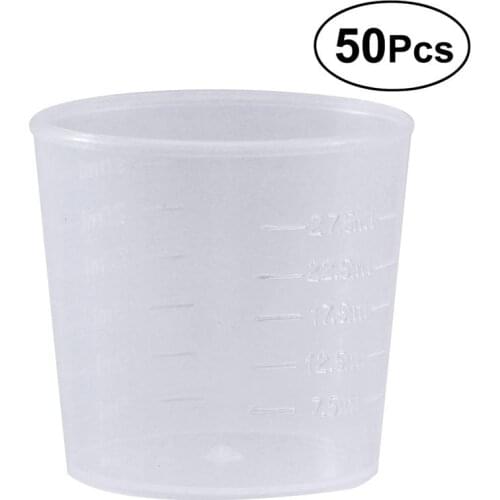 50 Pcs 30ml Graduated Cups Portable Plastic Transparent Lab Liquid Container Measuring Scale Cups For Mixing Epoxy Resin