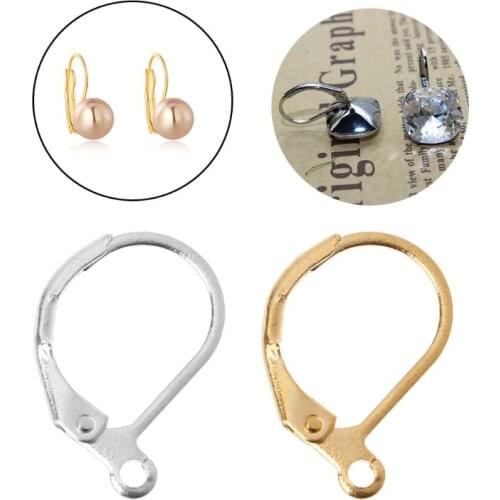 50Pcs Lever Back DIY Earring French Hooks Ear Wire Open Loop for Jewelry Making Earring Clips
