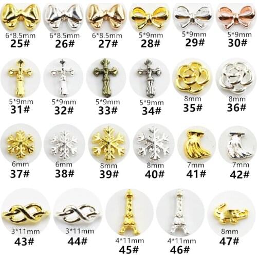 50pcs/pack Japan Korea 3D Nail Art Parts Kawaii Cross Bowknot Accessories Charm Alloy Decorations Nail Tips Supplies