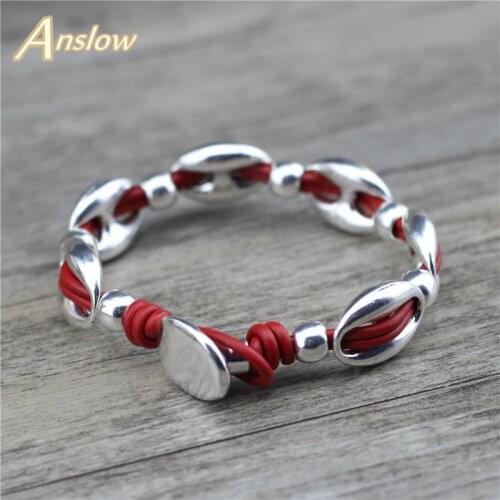 Anslow Fashion Jewelry Charm Love Accessories Friend Vintage Leather Metal Male Female Bracelet Christmas Party Gift LOW0826LB