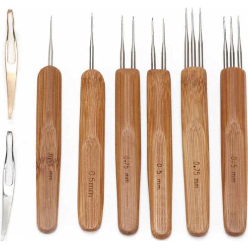 Bamboo Shank Crochet 2 Hook Crochet Durable Tough Mutifuctioanl Practical Easy for Weaving Process for Dirty Braid Knitting