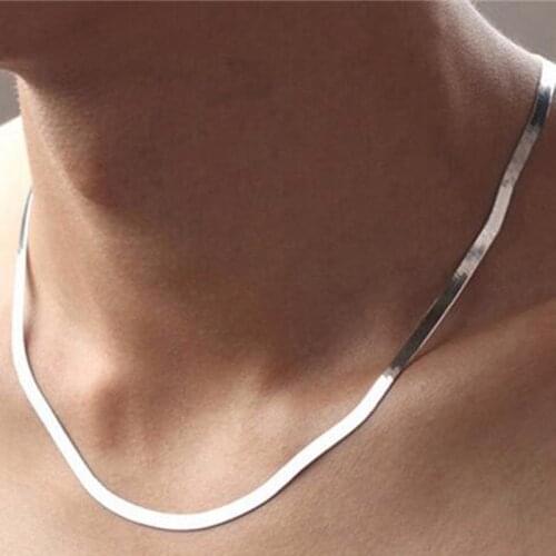 Shiny Women/Men Silver Chains Necklace Wholesale Price Best Warm Gift For Lovers Hot Selling 45CM 50CM Two Size
