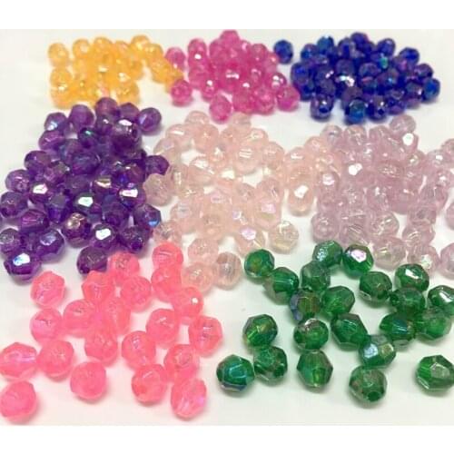 Meideheng AB color beads Acrylic Transparent rainbow color section angle shape beads for needlework and Jewelry making 4mm6mm