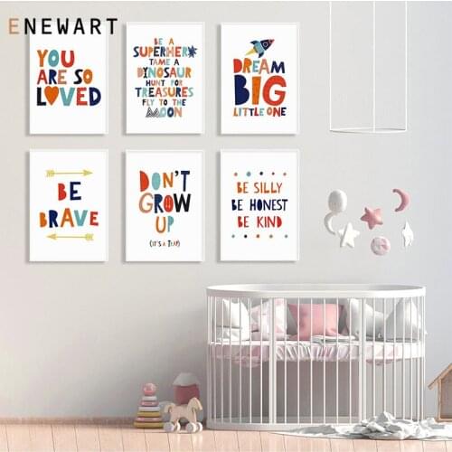 Nursery Minimalist Educational Positive Quotes Canvas Painting Dream Big Prints and Posters Nordic Wall Art Picture for Kid Room