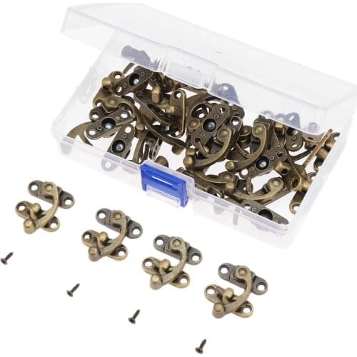 40pcs 29*33mm Zinc Alloy Antique Horn Lock Decorative Latch Hasps Hook Gift Wooden Jewelry Box Padlock
