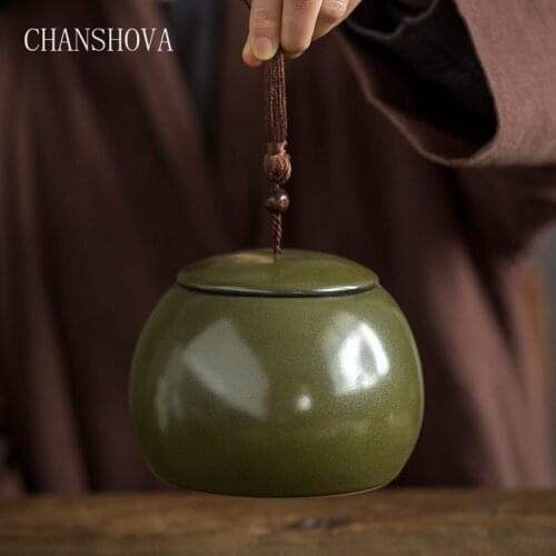 CHANSHOVA Chinese Retro Handmade Porcelain Tea Caddy China Ceramic Tea Box Strong Sealing Storage Container Small and Large H223