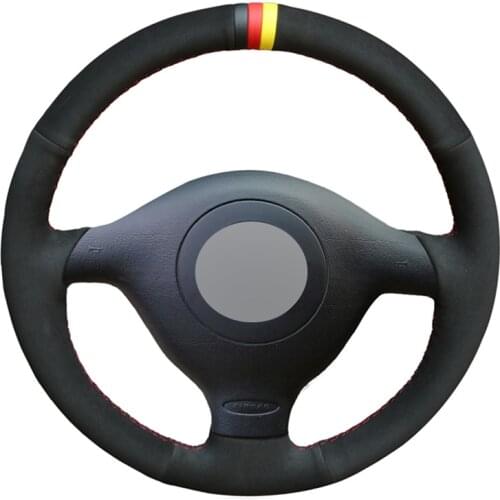 Handsewing Black Suede Marker Car Steering Wheel Cover for Volkswagen VW Golf 4 (IV) Passat B5 Passat Variant Polo Bora Sharan