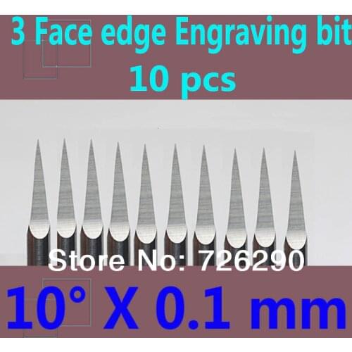 HUHAO 10pcs 3.175mm Dia 10 Angle 0.1mm Tip 3 Edge Carbide Woodworking Tools Engraving Bits for CNC Router Machine