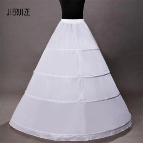 JIERUIZE 2020 Cheap 4 Hoops Bridal Petticoats White Wedding Ball Gowns Crinoline Formal Dress Underskirt
