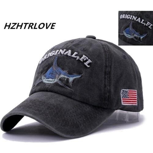 High Quality Wash Cotton America Flag Shark Mens Baseball Cap Women Snapback Hats For Men Bone Hip Hop Brand Dad Hat Gorras