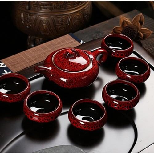 Chinese Travel Kung Fu 7pcs Tea Sets Ceramic Portable Porcelain Service Gaiwan Tea Cups Tea Ceremony Teapot Gift Box