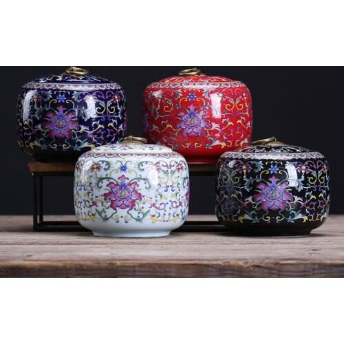 Classical Chinese Ceramic Painted Storage Jar Antique Blue and White Porcelain Candy Coffee Bean Tea Box Retro Crafts StorageJar