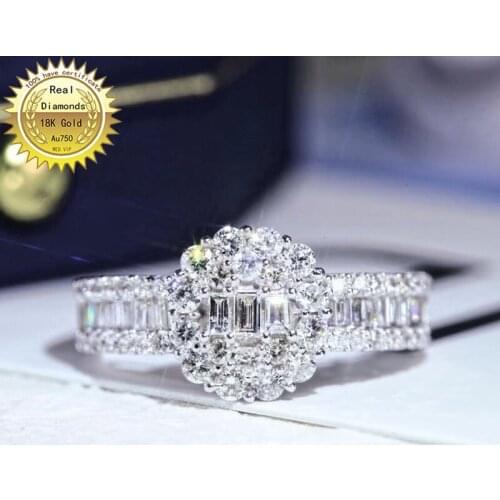 18k white gold Natural Real 0.75ct diamond ring Jewellery Engagement ring &Wedding ring H-M22
