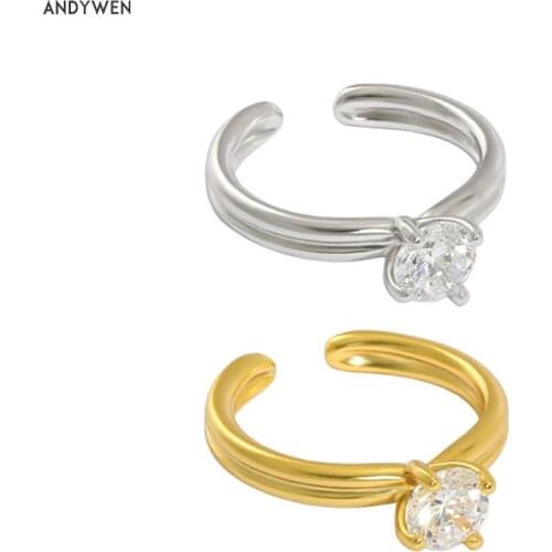 KIKICHICC 925 Sterling Silver One Zircon Clear Crystal Resizable Ring 2021 Rock Punk Fashion Party Birthday Valentiens Gift