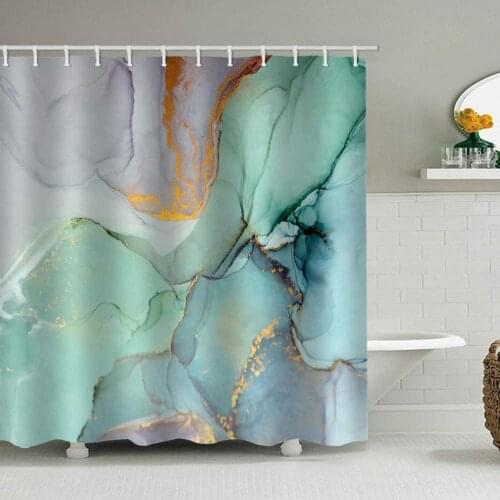 Colourful Marble Shower Curtains For Bathroom Sets Fabric With 12 Hooks Watercolor Waterproof Washable Digital Printing Decor