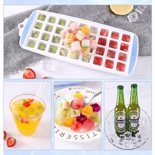 Creative Silica Gel Ice Mold Soft Bottom Personalized Ice Box Square Ice Box With Cover Ice Lattice Ice Popsicle Refrigerated