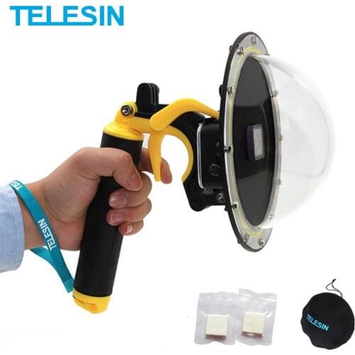 TELESIN 6'' Dome Port 30M Waterproof Case Housing for GoPro Hero 5 6 7 8 Trigger Dome Cover Lens Accessories