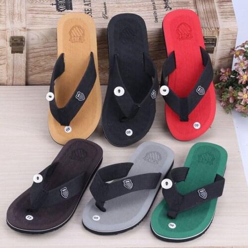 6colors Summer Men Slippers Flip Flops Sandals Men Chinelo Masculino Sandalias de hombre With 18mm Snap Button Metal Charms