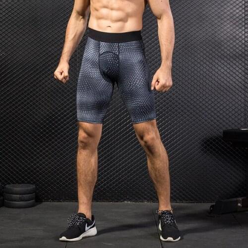 Summer Mens Running Tights Shorts Breathable Quick Dry Elastic Sports Leggings 3D Compression Gym Fitness Short Trouse