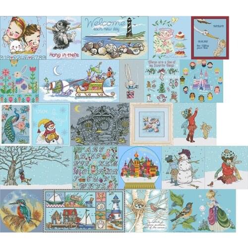 Lover cross stitch package flower aida 18ct 14ct 11ct sky blue cloth people kit embroidery DIY handmade needlework