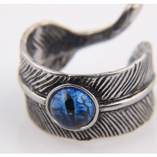 Lovers Ring Retro Luxury Feather Devils Eye Ring Silver Plated Gem Opening Ring Mens and Womens Hip Hop Party Jewelry
