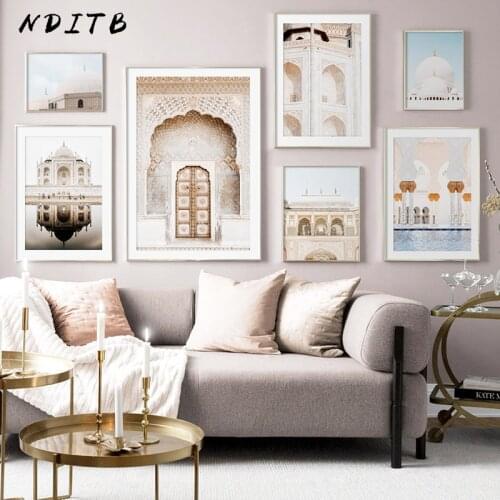 Morocco Tourism Door Poster Retro Architecture Canvas Print Painting Islamic Photography Wall Art Picture Classic Building Decor