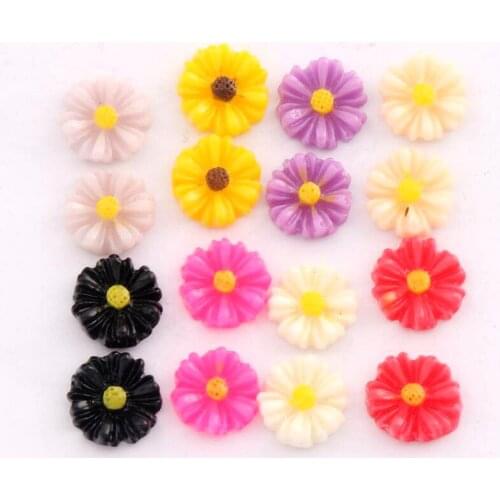 Lovely Resin Daisy Flowers DIY Craft Cabochons Cameo Flat Back Phone Wedding Decor 9X9mm L3094 50pcs 8Colors