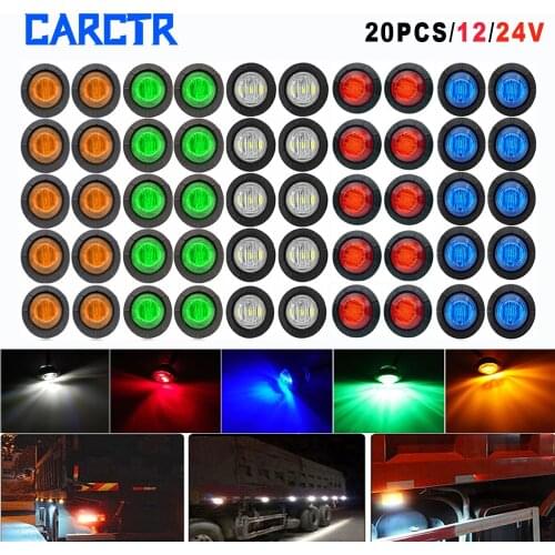 CARCTR 10/20PCS Truck Trailer Bus Mini Small Round LED Front Rear Side Marker Indicators Light DC12/24V Waterproof Signal Lamp
